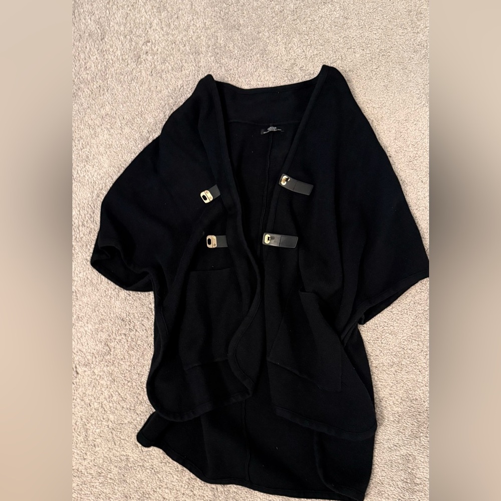 Parafois Collection Black Toggle Closure Sweater Cape